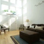 Living room with high ceilings and plenty of natural light